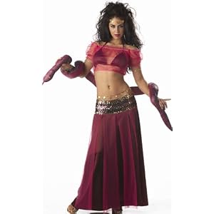 Sexy Womens Outfit Adult Circus Snake Charmer Costume Belly Dancer w/ Stuffed Snake
