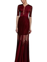 A-line Natural   Waistline Polyester/Satin/Silk Elbow Length Sleeves Scoop Neck Cocktail Floor Length Lace Evening Dress/Homecoming Dress/Prom Dress/Wedding Party Dress 