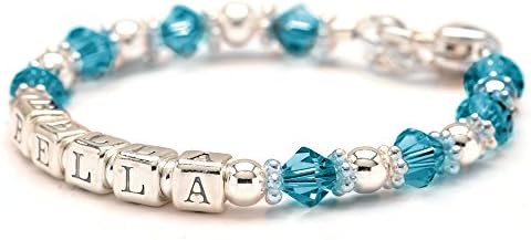 Personalized Baby Charm Bracelet - All Birth Month Crystal Colors (December)