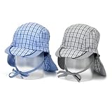 Baby Boy Sun Hat 30+ UVP with Neck Protection & Drawstrings, grey, 12-18 mth - available in two colours and different sizes