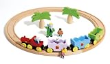Jeujura - 94422 - Circuit - Véhicule Miniature - Train Babar en Bois avec 6 Figurines - Petit Circuit