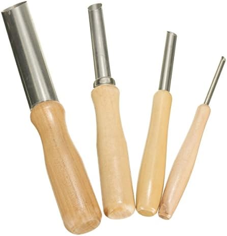 4 Pcs DIY Round Hole Carving Clay Sculpting Hand Chisel Woodworking Craft Crafts Tool