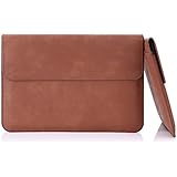 MoKo Wallet PU Leather Sleeve Case for New MacBook with Retina Display 12-Inch 2015 Version & Surface 3 2015 Version, Card Slot, Pocket and Soft Felt Interior, BROWN