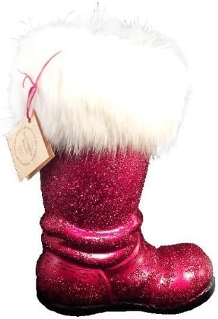 Ino Schaller Paper Mache Red Beaded Santa Boot Christmas Candy Container by Ino Schaller