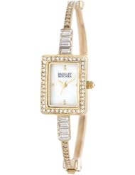Badgley Mischka Womens BA/1162MPGB Bangle Bracelets and Swarovski Crystal Accented Gold-Tone Watch Set
