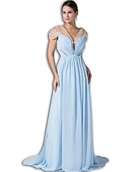 V-neck Chiffon Fitted Draped Evening Dress/Prom Dress 