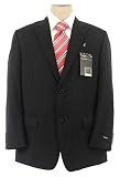 Alfani Mens Single Breasted 2 Button Black Pinstripe Wool Suit - Size 44R