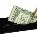 BLACK LEATHER MONEY BELT W/ HIDDEN ZIPPER POCKET SMALL