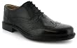 Mens Black Leather Winged Toe Cap Shoes - Black - UK 7-12