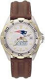 New England Patriots Men's All Star Watch with Brown Leather Band