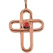 14K Rose Gold Ruby Cross Pendant