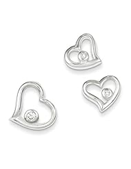 Sterling Silver CZ Heart Earrings & Pendant Set. Metal Wt- 5.19g