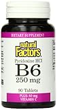 Natural Factors Vitamin B6 Pyridoxine Hcl, 90 Tabs, 250 Mg