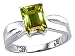 1.45 cttw Genuine Emerald Cut Peridot Ring. - 14kt White Gold LIFETIME WARRANTY