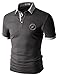 Doublju Mens round logo patched short sleeve polo shirts