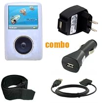 6 Piece Value Combo Accessory Bundle Kit: Clear Silicone Skin Case Cover + Car Charger + Travel Charger + USB Data Sync Cable + Armband + Belt Clip for Sansa Fuze Series MP3 Player