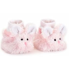 Bearington Baby Bunny Series: Swirly Soft Plush Baby Bunny Booties (6-12 Months)