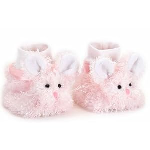 Bearington Baby Bunny Series: Swirly Soft Plush Baby Bunny Booties (6-12 Months)