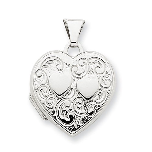 14k Gold White Gold Heart Locket Real Goldia Designer Perfect Jewelry Gift