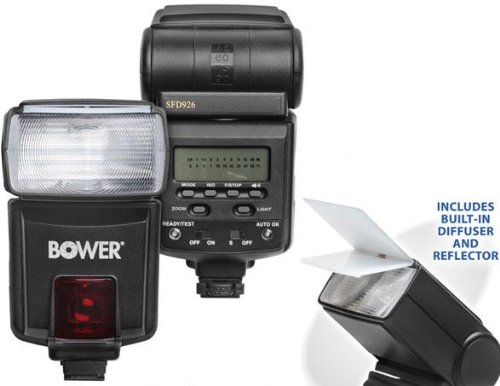 Dedicated Bower SFD926 ETTL Powerful Bounce & Zoom LCD Flash For OLYMPUS SP-500 SP-550 SP-570 C-5060 C-7070 E10 E20N C-5000 C-8080 E-1 EVOLT E-330 E-300 E-420 E-310 E-510 E-500 E-620 E-450 E-3 FE-110 FE-120 C-4040 C-4000 C-5000 C-770 C-765 + Free Cleaning