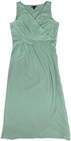 Lands' End Women's Petite Stripe Fit and Flare Maxi Dress XL Light Meadow Mist