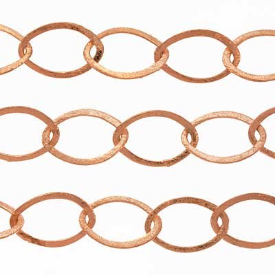 Real Copper Brushed Satin Large Oval Chain 16mm - Sold By The Foot