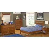 Twin Hillsdale Taylor Falls Wood Low Profile Panel Bed 5 Piece Bedroom Set in Pine Finish