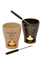 Typhoon Chocolate Lovers Stoneware Fondue set with 2 fondue Pots and 2 Stainless Steel Forks