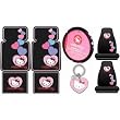 Hello Kitty Hearts Design 8pc Combo Set Front & Rear Floor Mats, Seat Covers, Steering Wheel Cover & Keychain