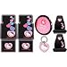 Hello Kitty Hearts Design 8pc Combo Set Front & Rear Floor Mats, Seat Covers, Steering Wheel Cover & Keychain