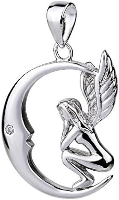 Beyleg 20 Inch Hot Women 925 Sterling Silver Goddess of the Moon Drop Pendant Necklace Fashion Jewelry