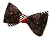 100% Silk Woven Black and Red Bar Stripe Quiver Patterned Reversible Self-Tie Bow Tie