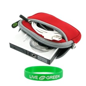 rooCASE Neoprene Sleeve Carrying (Red) Case for Panasonic Lumix DMC-ZR3 Digital Camera Black