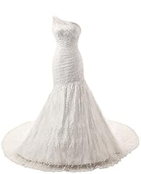 Satin One Shoulder Lace Mermaid Wedding Dress 