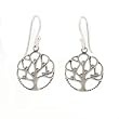 Round Open Design Family Tree of Life Dangle Earrings in Sterling Silver, #7434