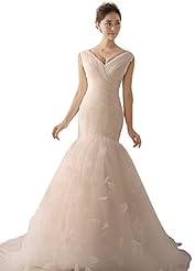 Ruched Lace-Up Tulle Floral Print Fit-and-Flare  Dress with a Court Train 