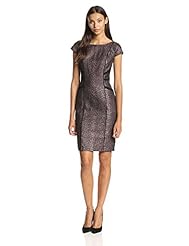 Animal Print Metallic Sheath Piping Cap Sleeves  Dress