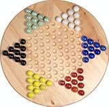 Solid Wood 11.5 Chinese Checkers Set with Glass Marbles
