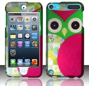 iPod Touch 5 Case - Design Series Rubberized Hard Snap-on Case - Cute Patchwork Green/Pink Owl Design Cover For Apple iPod Touch 5th Generation - TRENDE
