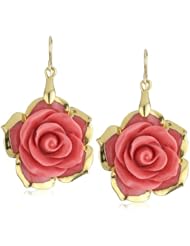 Devon Leigh Splash Of Color Coral Jade Flower in 24k Gold Foil Earrings