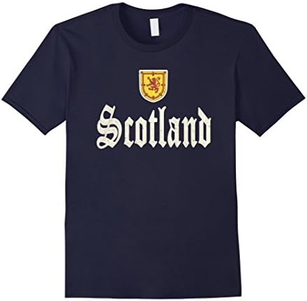 Men's SCOTLAND T-shirt VINTAGE Scottish Coat of Arms Scots Flag Medium Navy