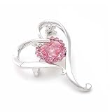 Perfect Gift - High Quality Graceful Heart Brooch with Pink Swarovski Crystals and Crystal Glass (1243)