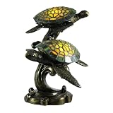 Beautiful Swimming Sea Turtles Stained Glass Lamp