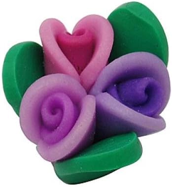 Pandahall 20pcs Colorful Flower Handmade Polymer Clay Beads for Mother's Day, Size: about 18.5mm in diameter, 11mm thick, hole: 2.3mm