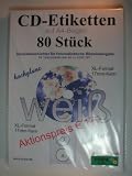 Produkt-Bild: 40 Blatt A4=80 CD-Etiketten xxl gl&auml;nzend/wischfest f&uuml;r Tintenstrahldrucker. 2 Etiketten je Blatt, Durchmesser aussen 117mm / innen 17mm