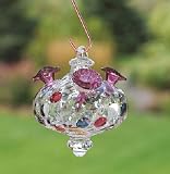 Crystal Platinum Hand-Blown Glass Hummingbird Feeder