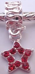 Silver Plated Charm Fits Pandora Star with Red Glass Stones Pendant (3)