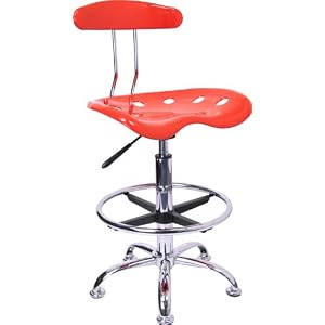 Drafting Stool Bar Stool in Red - LF-215-RED-GG by Furniture Crew