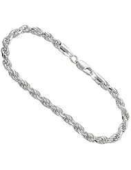 Sterling Silver Italian Rope Chain Necklaces & Bracelets 4.5 mm Diamond cut Nickel Free, sizes 7 - 30 inch
