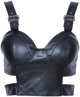 Sexiw2014 New Style Cut-out Black Fake Leather Bandeau Size M
